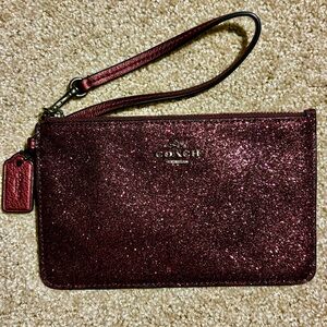 New Coach Sparkle Wristlet in Pink Raspberry